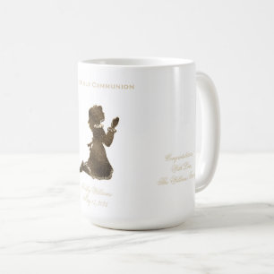 Första Heligan Kommuniation Praying Girl Guld Ele Kaffemugg