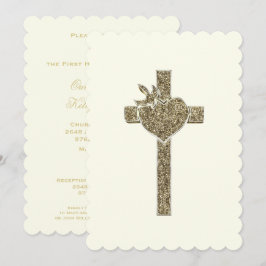 Första Heligan Kommunidad Kor med Dove och hjärta Inbjudningar