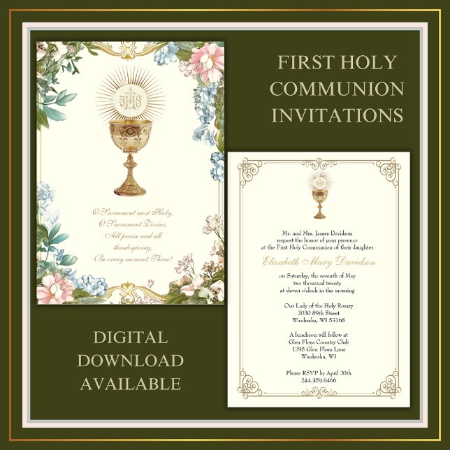 Första Heligan Kommuniformer Jesus Eucharist Inbjudningar (Skapare uppladdad)
