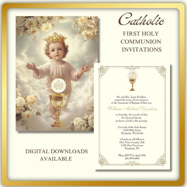 Första Heligan Kommuniformer Jesus Eucharist Inbjudningar (Skapare uppladdad)