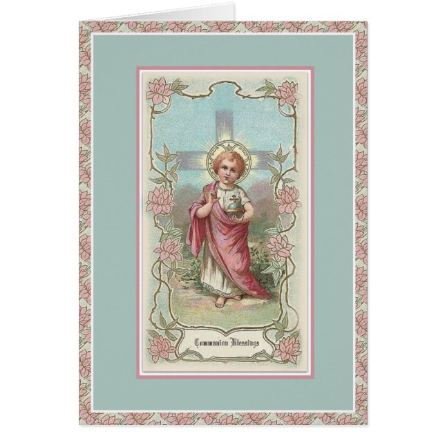 Första Heligan Kommuniformer Jesus Prayer Hälsningskort (Framsidan)