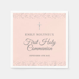 Första Heligan Kommuniformer  Rosa Silver Stardust Pappersservett