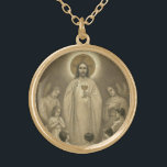 Första Heligan Kommunikatolska Jesus Änglar Guldpläterat Halsband<br><div class="desc">Detta är en vacker traditionell katolsk bild av Jesus som erbjuder värden till barn med änglar i förtjusning.</div>