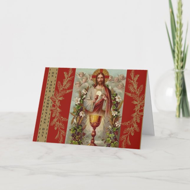 Första Heligan Kommunikatolska Jesus Kort (Framsida)