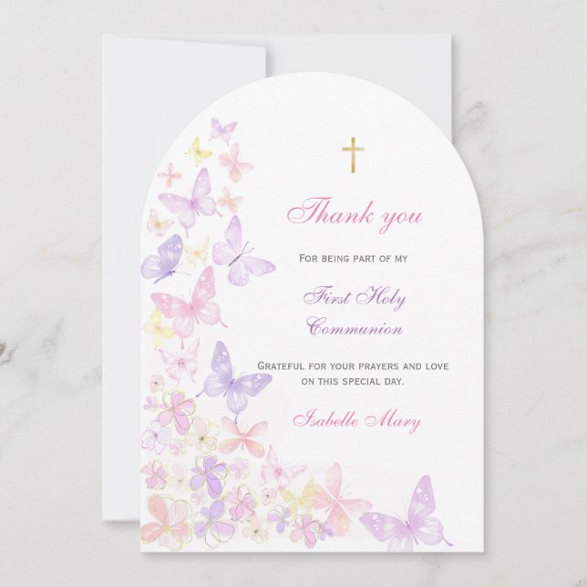 Första Heligan: Kommunisiell Rosa Butterfly Tack Inbjudningar (Framsida)