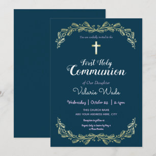 Första Heligan: Kommunisien Finare Blommigt Ram Fa Inbjudningar