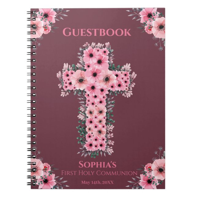 Första Heligan Kommunisiens Rosa Flower Kor Guest  Anteckningsbok (Framsidan)