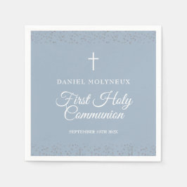 Första Heligan kommunision Dusty Blue Silver Stard Pappersservett