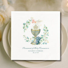 Första Heligan Kommuniunion Eucharist Blommigt Cha Pappersservett