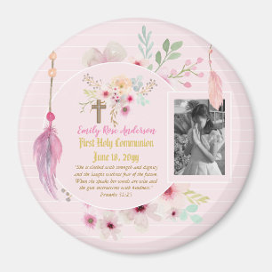 Första Heligan Kommuniunion PHOTO Gift Grils Rosa Magnet