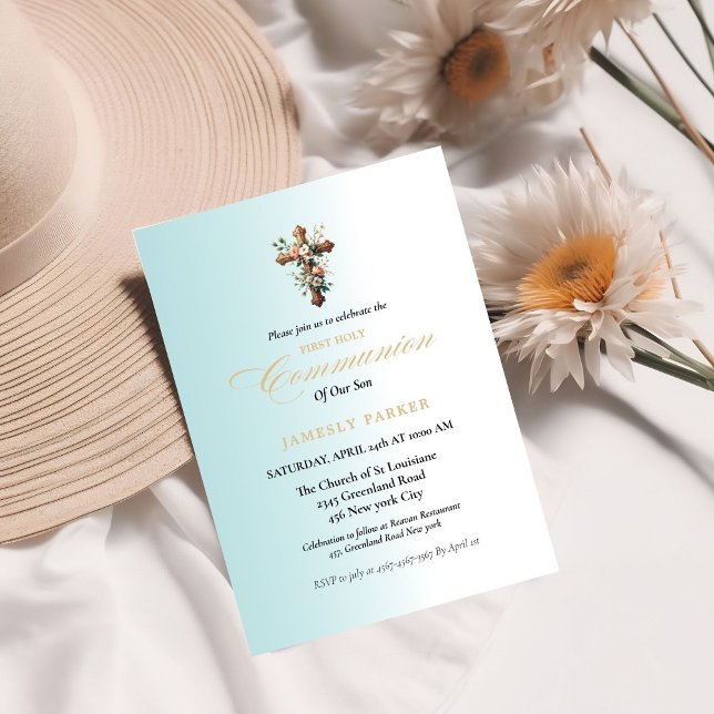 Första heligan: Vattenskärtblått stänk Inbjudningar (Skapare uppladdad)