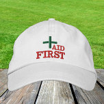 Första hjälpen, broderade basebollsocklar, Grönt /<br><div class="desc">Hattar: Klassiskt basebolllock med texten "FÖRSTA STÖDET" för första hjälparbetare,  hjälppersonal,  evenemangsarrangörer,  medicinsk personal</div>
