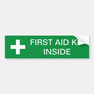 Första hjälpen Kit Inside Car Bumper Sticker Bildekal