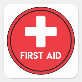 Första hjälpen STICKER Fyrkantigt Klistermärke