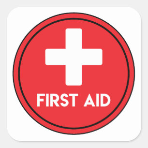 Första hjälpen STICKER Fyrkantigt Klistermärke