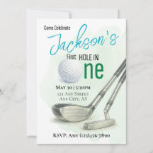 Första Hole in One Golf 1-års födelsedagsinbjudan