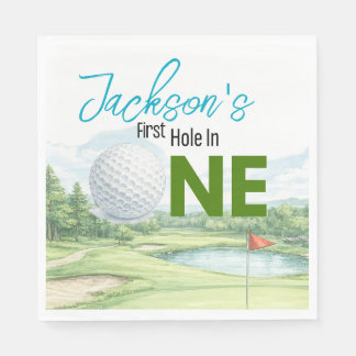 Första Hole in One Golf Födelsedagsfest Pappersser Pappersservett