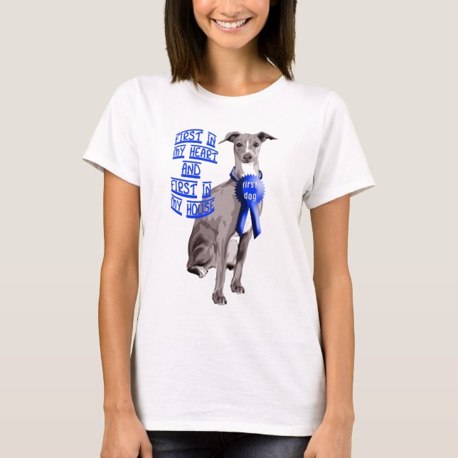 Första Hund Italienska Greyhound Tee (Framsida)