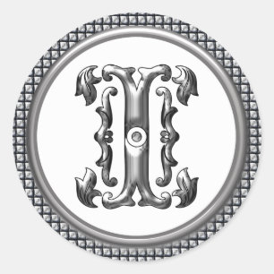 Första I Round Sticker i Silver Runt Klistermärke
