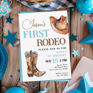 Första inbjudan till Rodeo Cowboy 1:a födelsedagsd