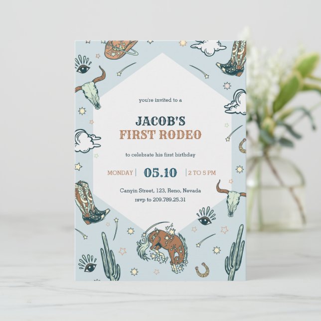 Första inbjudan till Rodeo Cowboy Western födelsed (Stående Fram)