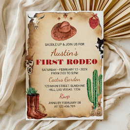 Första inbjudan till Rodeo Western Cowboy Birthday