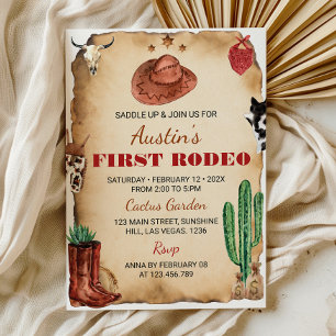Första inbjudan till Rodeo Western Cowboy Birthday