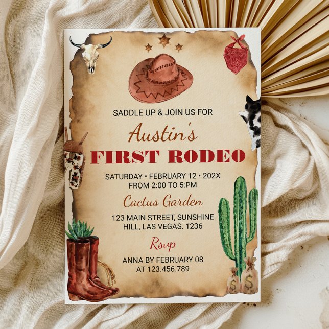 Första inbjudan till Rodeo Western Cowboy Birthday (Skapare uppladdad)
