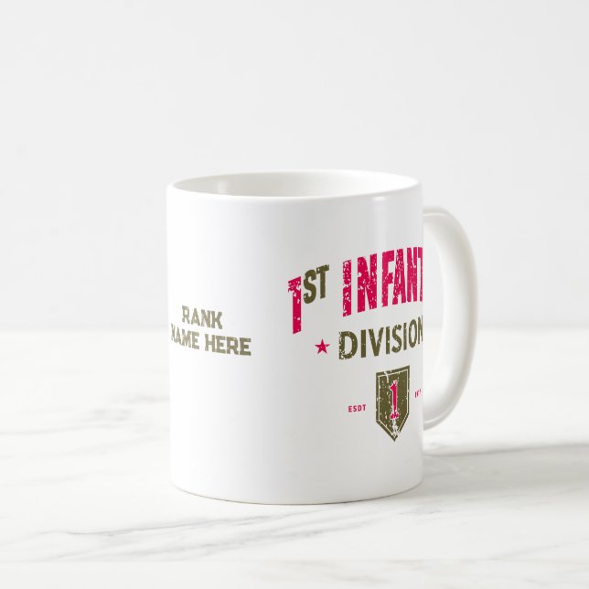 Första infanteridivisionen "BRO", stressad Kaffemugg (Framsida höger)
