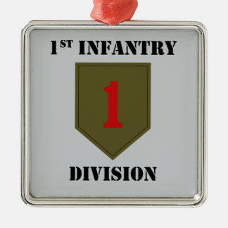 Första infanteridivisionen med text julgransprydnad metall