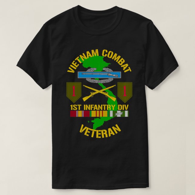 Första infanteridivisionen Vietnam - Veteranbekämp T Shirt (Design framsida)