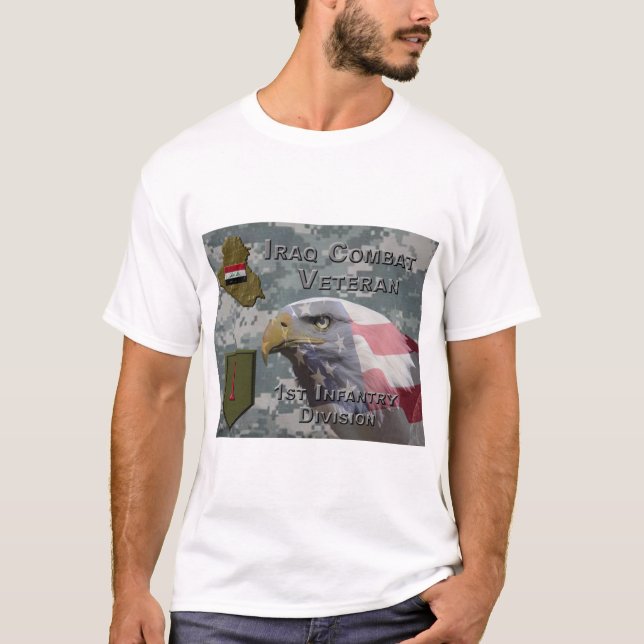Första infanteriet Div Irak - Veteranbekämpning T Shirt (Framsida)