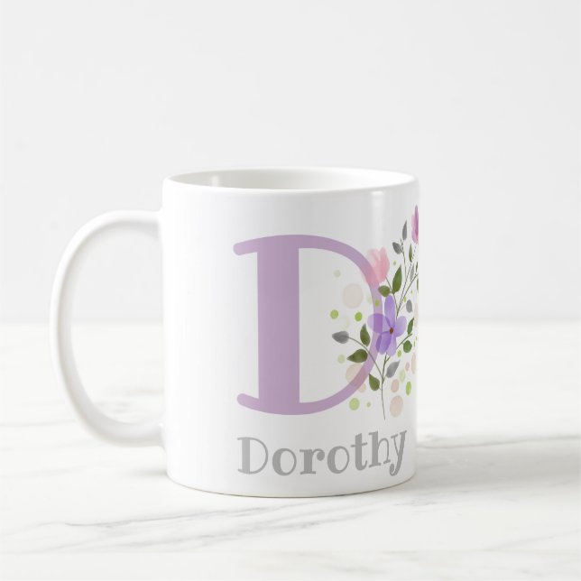 Första Initial Plus Namn Dorothy med blommor Kaffemugg (Vänster)