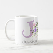 Första Initial Plus Namn Jessica med blommor