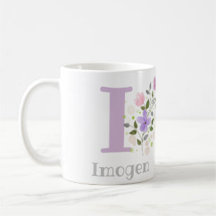 Första initiala plus Namn-imgen med blommor Kaffemugg
