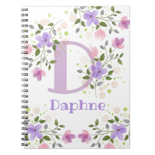 Första initialprogrammet Plus Namn Daphne med blo Anteckningsbok