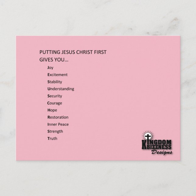 Första insamling av Jesus (rosa postkort) Vykort (Framsida)