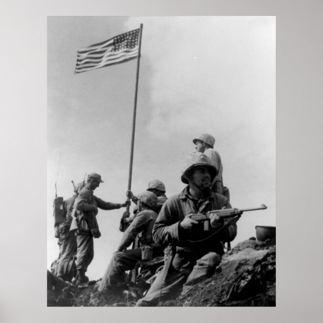 Första Iwo Jima Flagga Raising den 23 februari 194 Poster (Framsidan)