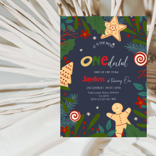 Första jul 1:a födelsedag Boy-Helgdag Celebrate Inbjudningar