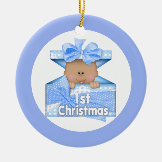 Första jul 2 för pojke julgransprydnad keramik (Framsidan)