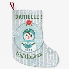 Första jul-Anpassningsbarna Flicka Snögubbe Liten Julstrumpa