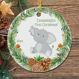 Första jul "Baby Elephant Julgransprydnad Keramik