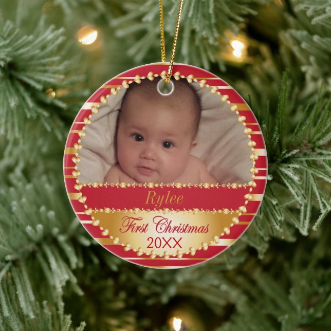Första jul-Baby eller -familjen Julgransprydnad Keramik (Träd)