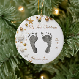 Första jul-Baby fotot Prints Namn Photo Star Julgransprydnad Keramik