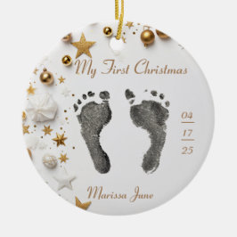 Första jul-Baby fotot Prints Namn Photo Star Julgransprydnad Keramik