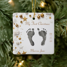 Första jul-Baby fotot Prints Namn Photo Star Julgransprydnad Keramik