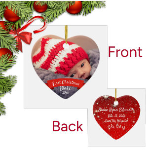 Första jul Baby Kön Neutral Keepsaké Photo Julgransprydnad Keramik