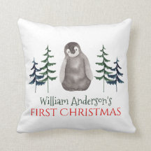 Första jul Baby Penguin & Träd Personlig 