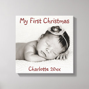 Första jul, Baby Photo, Namn Canvastryck