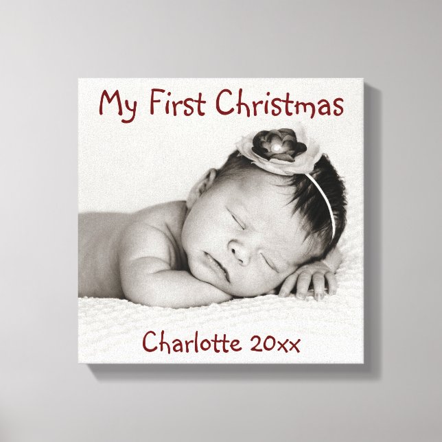 Första jul, Baby Photo, Namn Canvastryck (Framsida)